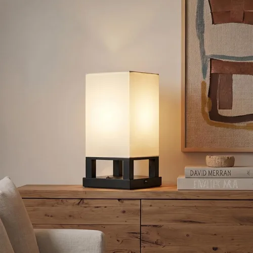 Vista 7 de Brightech Maxwell Lámpara de Mesita de Noche con Puerto USB – Lámpara de Mesa Compacta para Dormitorio, Sala de Estar - Moderna Lámpara Asiática