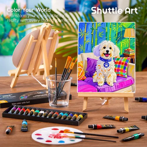 Vista 6 de Shuttle Art Kit de pintura para adultos y parejas, kit de pintura para citas nocturnas y manualidades, con 2 paquetes de pintura de 15 colores, 2