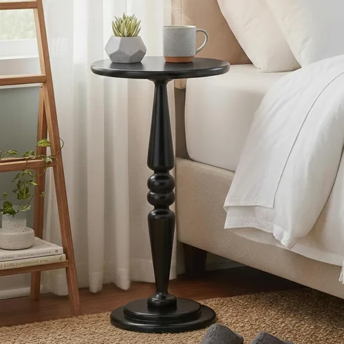 Vista 13 de SwallowLiving Mesa de bebida de madera maciza para espacios pequeños, mesa