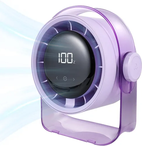 Vista 9 de VAVOFO Ventilador de Escritorio, Pequeño Ventilador de Mesa LED Portátil Silencioso, Inclinación de 180°, 100 Velocidades, 5 Modos, Ventilador