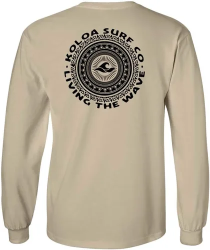 Vista 26 de Koloa Surf - Camiseta de algodón de manga larga con logotipo de círculo tribal para hombre, talla regular, grande y alta Azul acuático/logotipo