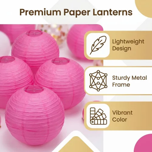 Vista 8 de Balagan Linternas de papel japonesas chinas de 16 pulgadas, 5 paquetes (rosa, 16 pulgadas) (BLG-220503)