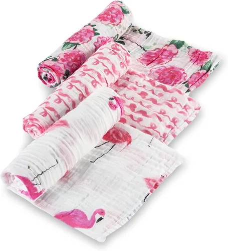 Vista 12 de LollyBanks Mantas para Bebé, Manta de Arrullo de Muselina de Algodón 100% para Niñas, Suave y Grande de 47 x 47 Pulgadas, Arrullo para Recién