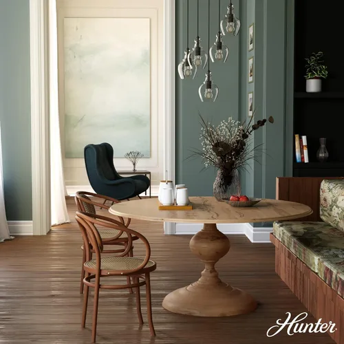 Vista 3 de Hunter - Maple Park 5 luces Noble Bronze, luz de racimo de tamaño mediano, regulable, estilo casual, forma redonda, para dormitorios, cocinas