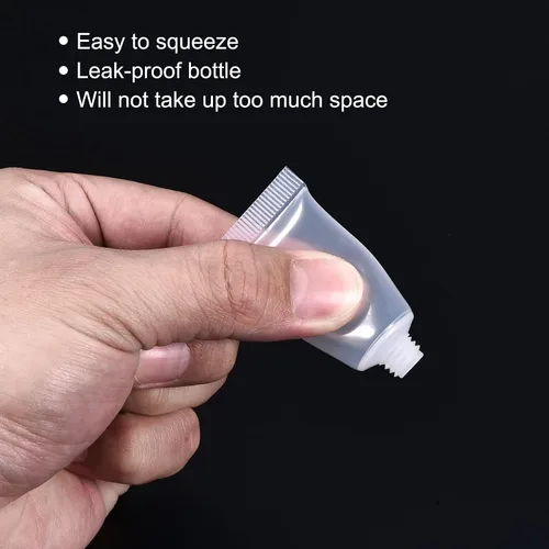 Vista 5 de PATIKIL Tubo de compresión de 0.17 fl oz, paquete de 50 tubos cosméticos vacíos de plástico con tapa abatible para viajes domésticos, transparente
