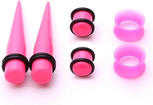 Vista 8 de JieyueJewelry - Paquete de 50 unidades para estiramiento de oreja (14G-00G),túneles de silicona, conos y tapones acrílicos, set para expandir