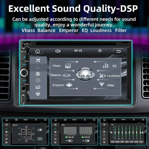 Vista 5 de Estéreo de coche doble DIN con reproductor de CD/DVD, pantalla táctil de 7 pulgadas, Bluetooth 5.2, CarPlay/Android Auto, cámara de respaldo