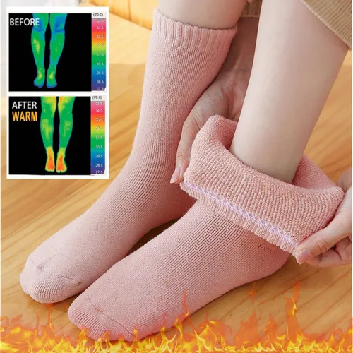 Vista 2 de VoJoPi 5 Pairs Warm Wool Socks for Women, Size 5-10, Thick Winter Thermal Boot Socks Crew Length