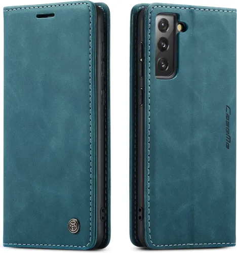 Vista 40 de Funda tipo cartera compatible con Samsung Galaxy S21 con tarjetero de bloqueo RFID, funda de piel con función atril para Samsung Galaxy S21 de 6.2