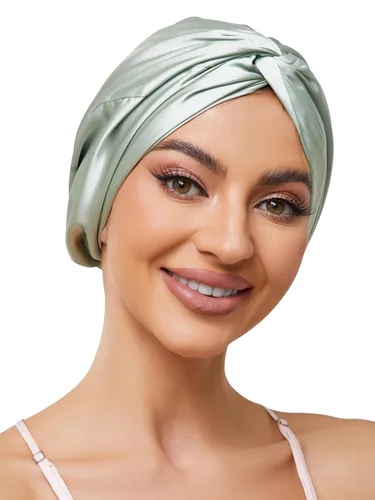 Vista 55 de Gorro de satén de seda ajustable para envolver el cabello para dormir, gorro de dormir de doble capa, turbante nocturno para cabello largo y rizado