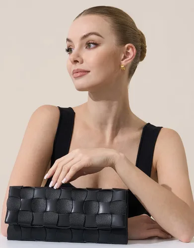 Vista 3 de CHUNLI Bolsos de mano tejidos de noche para mujer, bolso cruzado de poliuretano para noche, eventos formales, boda, fiesta