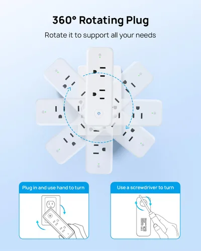 Vista 4 de TROND 2 Pack Outlet Extender with 360 Rotating Plug and PD20W USB C Charger Blanco