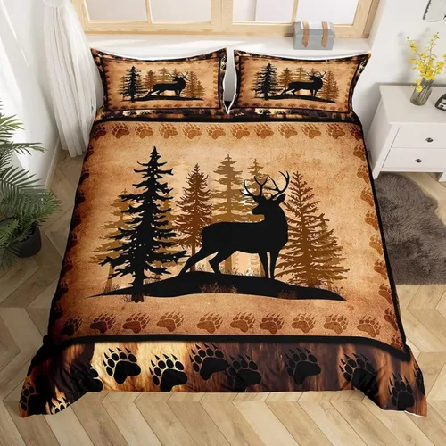 Vista 41 de Juego de funda de edredón de oso para niños, juego de ropa de cama de animales salvajes para niños, naturaleza, vida silvestre, oso, pájaro, juego