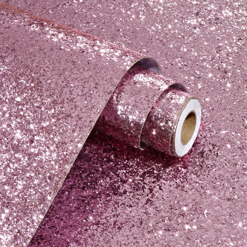 Vista 8 de Papel adhesivo con purpurina dorada para paredes, papel tapiz autoadhesivo con purpurina brillante, papel tapiz decorativo dorado para dormitorio