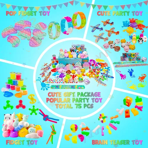 Vista 5 de DQstar Juguete de recuerdos de fiesta para niños de 4 a 8 a 12 años, premios de caja del tesoro para aula, bolsas de regalo, juguetes de caja