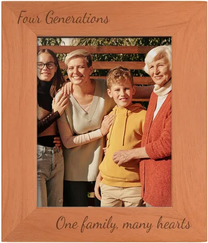Vista 14 de Gifts For All By Rachel Olevia Five Generations One Family Many Hearts - Marco de fotos de madera natural grabado de 4 x 6 pulgadas, diseño