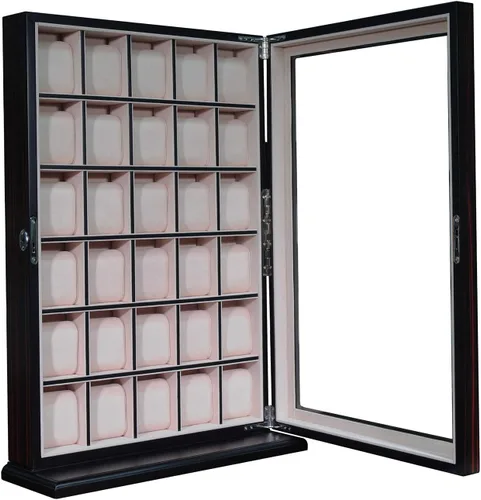 Vista 4 de TimelyBuys Caja organizadora de 30 piezas de madera de ébano para colgar en la pared, caja organizadora de almacenamiento y soporte para regalo