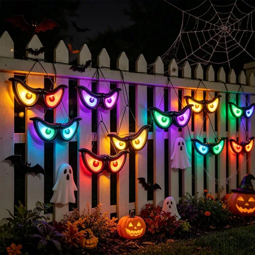 Vista 4 de WATERGLIDE - Luces intermitentes de ojos escalofriantes de Halloween, 5 pares de luces que funcionan con pilas, cambio de color automático