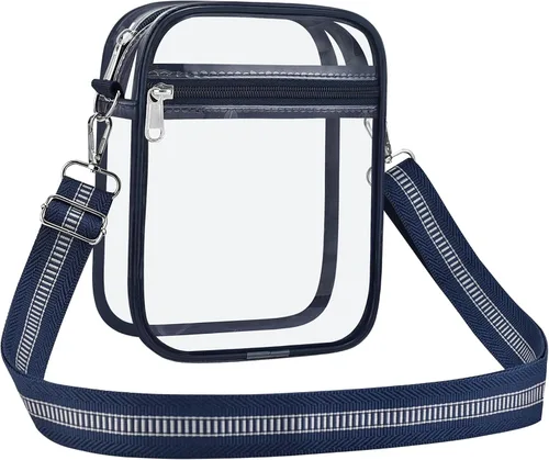 Vista 15 de Bolsa transparente para eventos de estadio, bolso cruzado transparente para hombres y mujeres, bolsa de mensajero para conciertos, festivales