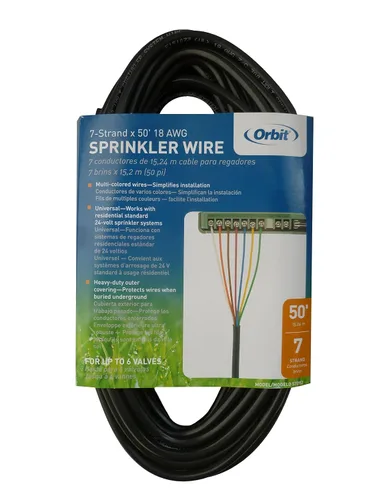 Vista 7 de Orbit Underground Sprinkler Wire, 5-Strand, 50 ft, 18-Gauge - 57094