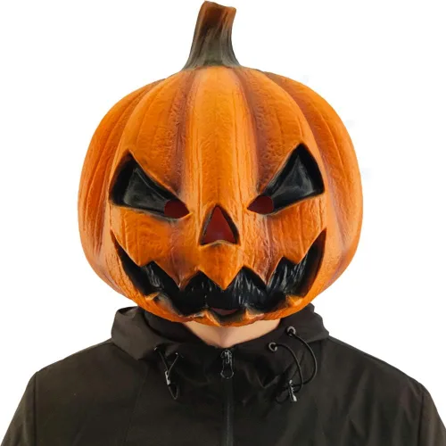 Vista 2 de Creepy Party Máscaras faciales de calabaza Jackolantern de Halloween, aterradoras para fiestas y truco o trato