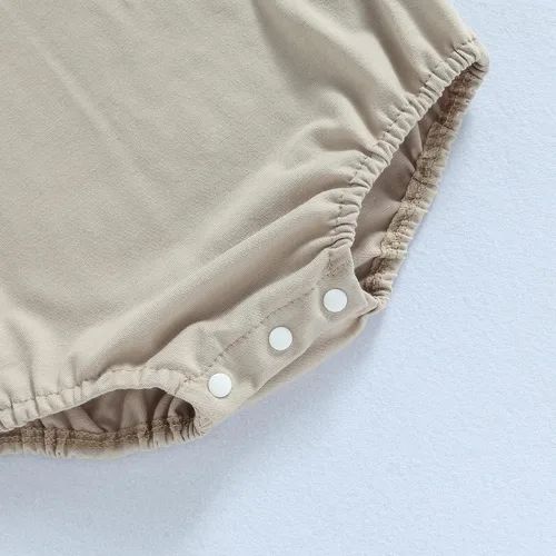 Vista 4 de Hoanselay Mameluco básico de manga larga con bolsillo liso para recién nacido, para otoño