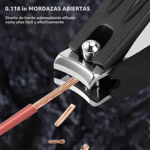 Vista 2 de FERYES Cortaúñas 3 en 1 para uñas de los dedos con recolector de uñas sin salpicaduras y caja de almacenamiento de metal - Cortaúñas para uñas
