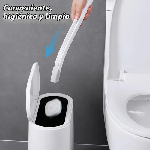 Vista 7 de oshang Escobilla de inodoro desechable, limpiador de inodoro, suministros de limpieza de inodoro, escobilla de inodoro con soporte, 14 recambios
