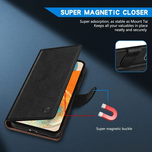 Vista 3 de ZZXX Funda tipo cartera para Samsung Galaxy A23 5G/4G con bloqueo RFID, ranura para tarjetas, función atril, cierre magnético, funda protectora