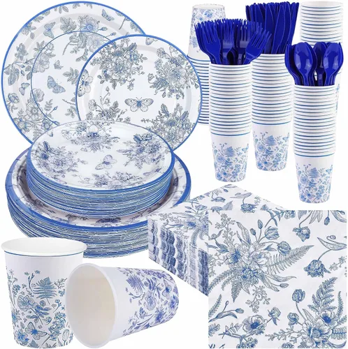 Vista 22 de Kochorie Juego de vajilla desechable de béisbol de 400 piezas, suministros para fiestas de béisbol con platos, tazas, servilletas, cubiertos para 50