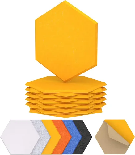 Vista 56 de Paquete de 12 paneles acústicos hexagonales de alta densidad, paneles de pared insonorizados TONOR de 12"x 10"x 0.4", paneles de absorción de sonido
