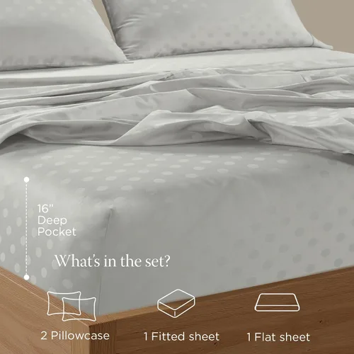 Vista 134 de Threadmill Juego de sábanas de algodón Twin Sábanas 100% algodón para cama tamaño Twin Juego de sábanas de satén jacquard damasco con bolsillo