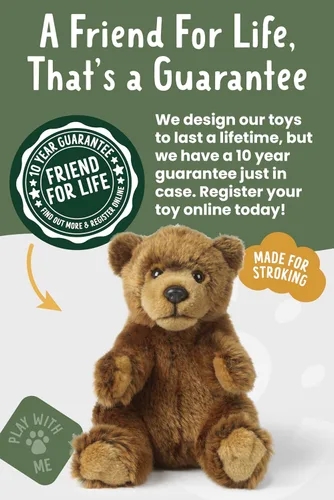 Vista 6 de Living Nature Peluche de oso marrón Animal esponjoso Regalo de juguete suave para niños 6 pulgadas