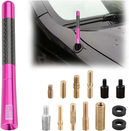 Vista 11 de BESULEN Antena Corta de Coche, Antena de Radio de Auto de 3.1 Pulgadas de Fibra de Carbono con Bandera Americana de Aluminio para Recepción AM/FM