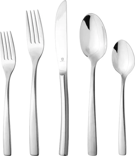Vista 15 de Danialli Juego de Cubiertos Moderno, Cubertería de Acero Inoxidable 18/10, Acabado Espejo, Apto para Lavavajillas, Elegantes Cubiertos para el Hogar