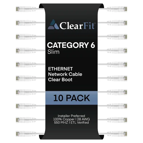 Vista 13 de UNC Group - Paquete de 10 cables de conexión Ethernet Cat6 28AWG de 1 pie, red, arranque transparente, Internet Cat 6, clasificación para centro