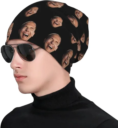 Vista 4 de Gorro de béisbol con cara personalizada, gorra de béisbol de hip hop, sombrero de punto divertido