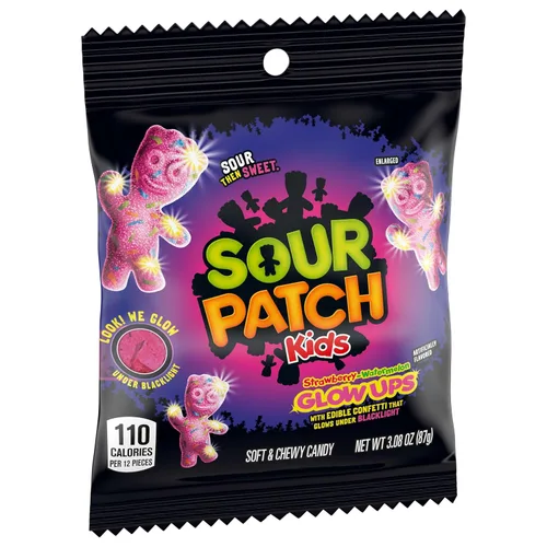Vista 10 de SOUR PATCH KIDS Glow Ups Caramelos suaves y masticables de fresa, sandía