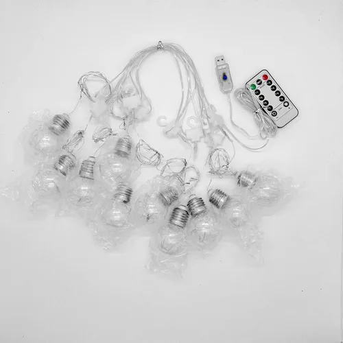 Vista 7 de YOLIGHT Wishing - Luces de cortina de 200 luces LED para ventana con control remoto, funciona con pilas USB, luces de hadas de globo parpadeante