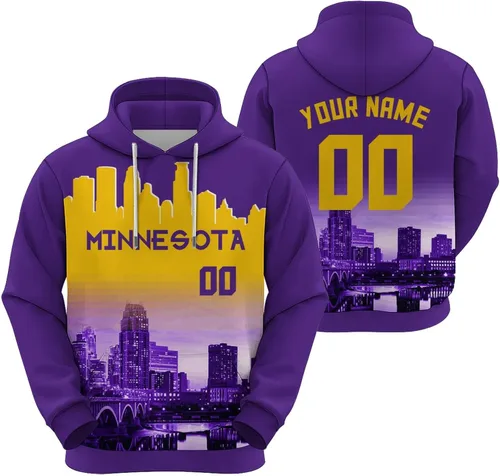 Vista 28 de Custom Football Hoodies City Night Skyline Personalized Sweatshirt Name Number Fan Gift Pullover for Men Women Youth