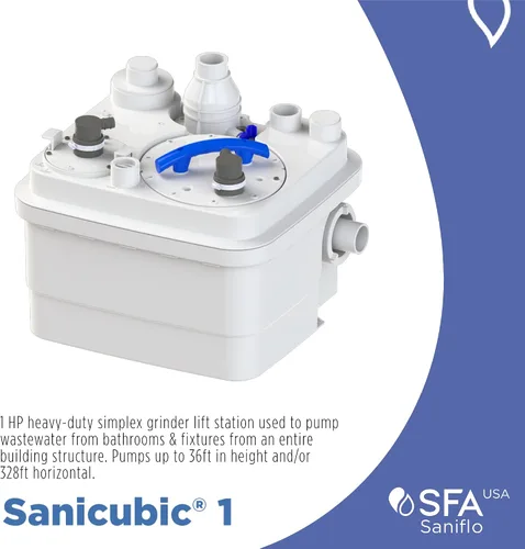 Vista 2 de SANIFLO Sanicubic 1 Grinder System - 120v - Residencial y Comercial