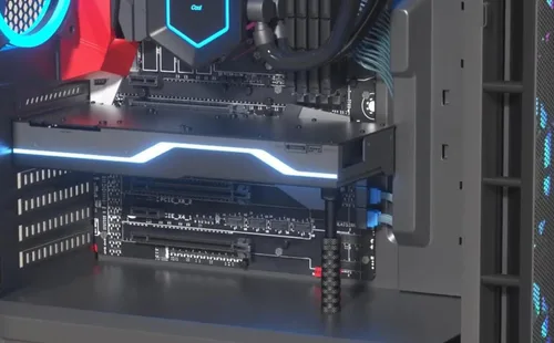 Vista 7 de Soporte de GPU Ausvrkkit, soporte de hundimiento de GPU de 2.75-4.52 pulgadas con lámina antideslizante, soporte de GPU para prevenir el hundimiento