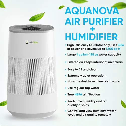 Vista 6 de Combo de purificador de aire y humidificador todo en uno para dormitorio, humidificador y purificador de aire inteligente 2 en 1 silencioso