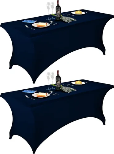 Vista 33 de FORLIFE - Funda de mesa de elastano, mantel ajustado de 4 pies para mesas rectangulares, funda elástica para patio, universal para bodas, banquetes