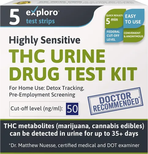 Vista 14 de Exploro Kit de Prueba de Drogas de Marihuana Altamente Sensible, Prueba de Drogas THC en Orina para Marihuana/Hierba, Prueba de Drogas Casera Fácil