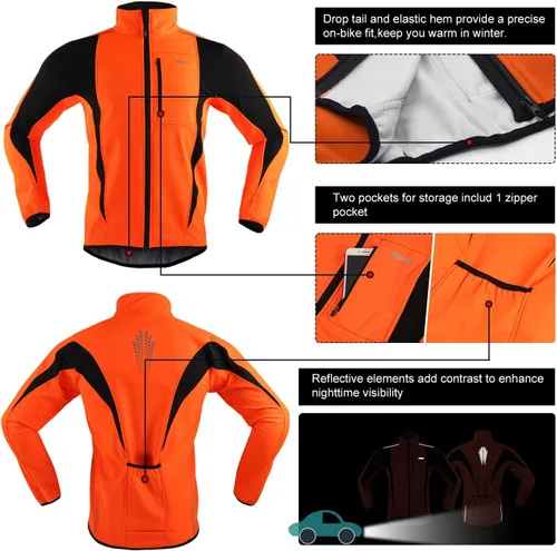 Vista 15 de Chaqueta térmica para ciclismo (tejido Softshell, resistente al viento, impermeable, 15K) de ARSUXEO