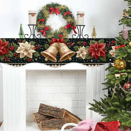Vista 4 de NYZE Bufanda para Repisa de Chimenea Navideña 60 x 17 Pulgadas Cubierta Decorativa para Repisa de Chimenea de Navidad Camino de Mesa para Repisa
