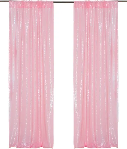 Vista 20 de PartyDelight Cortinas de fondo de lentejuelas color azul bebé, 2 paneles de 2 x 8 pies, alta densidad de 0.118 in, fondo de lentejuelas brillantes