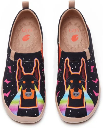 Vista 103 de UIN Zapatos de viaje para caminar para hombre, sin cordones, de lona, informales, ligeros, cómodos y modernos, diseño de perritos felices Ahhhhh