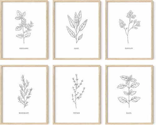 Vista 12 de HAUS AND HUES Pósteres florales y de plantas, juego de 6 impresiones botánicas, arte de pared de flores y plantas, decoración botánica